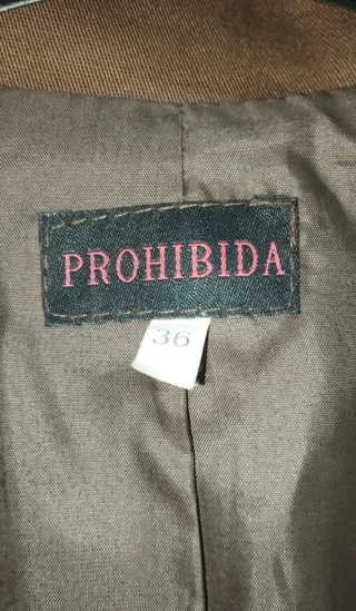 Americana Prohibida marrón, talla 36, 97% algodón 