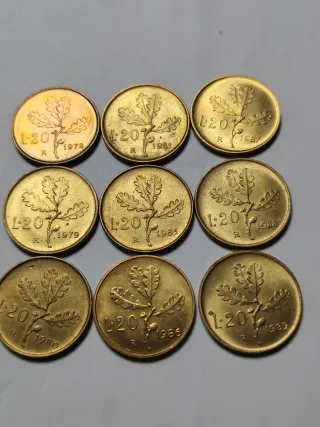 20 Lire Italia - Lotto 9 Monete