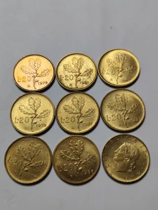 20 Lire Italia - Lotto 9 Monete