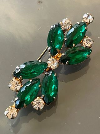 Spilla Vintage Italiana Oro e Verde
