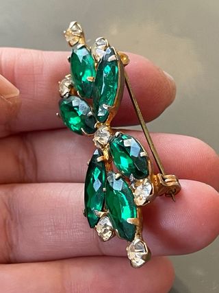 Spilla Vintage Italiana Oro e Verde