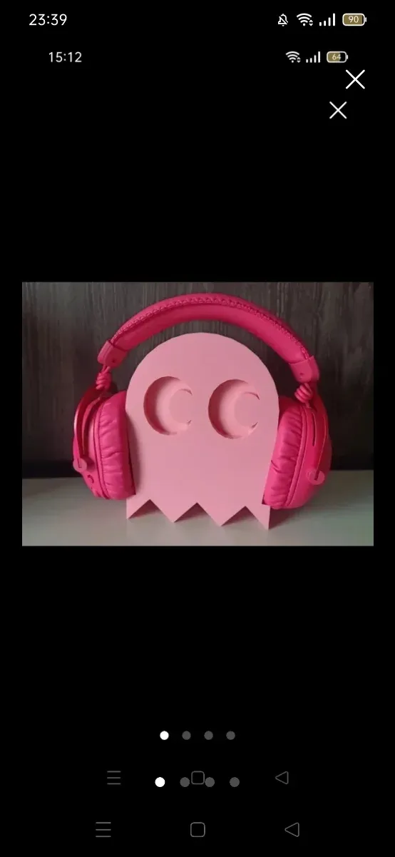 Soporte Auriculares Gaming Rosa Pacman