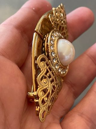 Spilla Vintage Anni '80 Oro e Perla