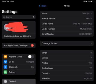 iPad M2 11 + Apple Pencil + custodia con batteria al 100%