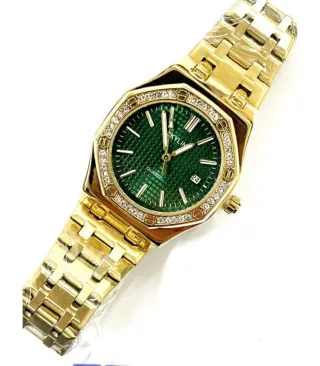 Reloj SKYLINE Oro y Verde con Cristales