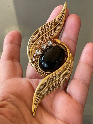 Spilla Vintage Firmata Spain Nera Oro
