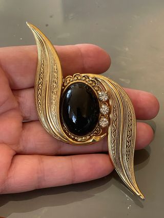Spilla Vintage Firmata Spain Nera Oro