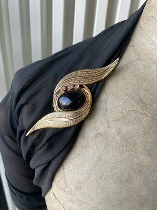 Spilla Vintage Firmata Spain Nera Oro
