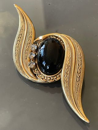 Spilla Vintage Firmata Spain Nera Oro