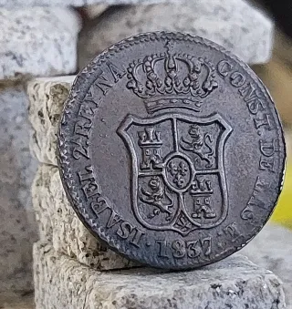 Moneda Isabel II 3 Cuar  1837,Numismatica,coleccio