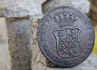Moneda Isabel II 3 Cuar  1837,Numismatica,coleccio