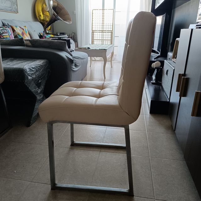 Juego de comedor blanco madera y metal