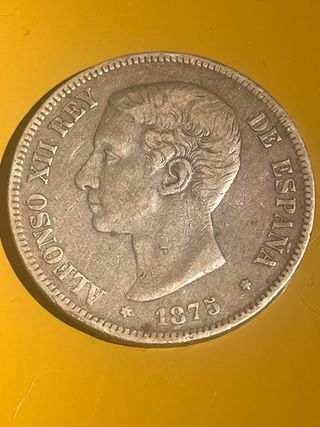 Alfonso XII 5 Pesetas 1875 plata90%.25.03 gr. 