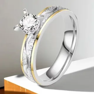 Anillo Acero Titanio con circón