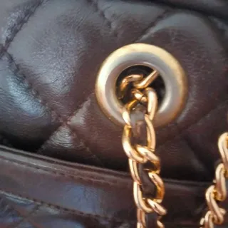 Bolso vintage piel marrón con cadena
