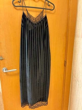 Vestido Lencero Zara Negro Rayas