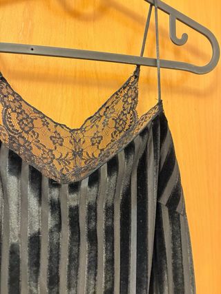 Vestido Lencero Zara Negro Rayas