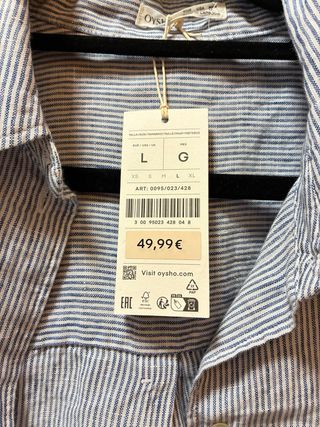 Camisa Oysho Rayas Azul Talla L