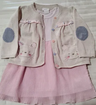 Conjunto vestido rosa niña 9-12 meses
