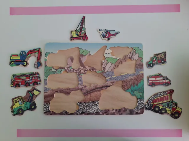 Puzzles de madera: vehículos y animales