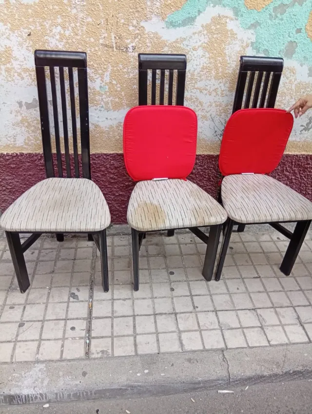 3 Sillas Madera y Tela
