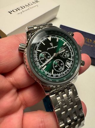 Reloj Cronógrafo Hombre Verde/Plata