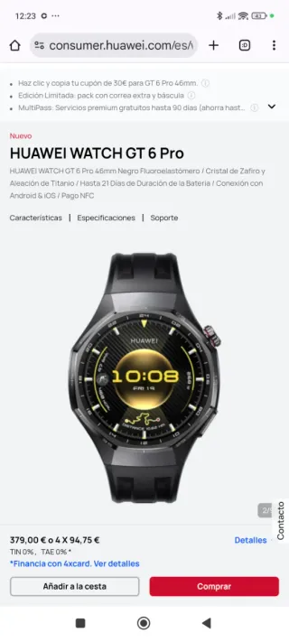 Huawei Watch GT 6 Pro 46mm GPS nero