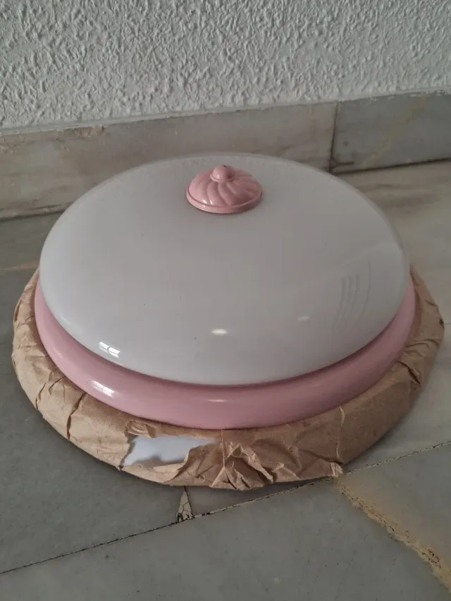 Plafón de Cristal Rosa y Blanco Nuevo