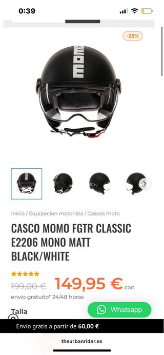 Casco Moto Momo Negro