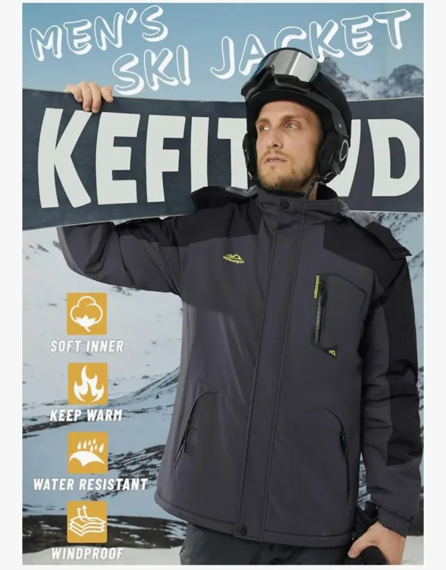 Giaccone da sci Kefitved uomo nero/grigio