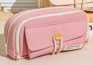 Estuche escolar o bolsa de aseo tela rosa/a estren