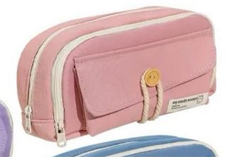 Estuche escolar o bolsa de aseo tela rosa/a estren