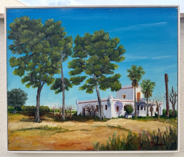 Cuadro al óleo paisaje rural