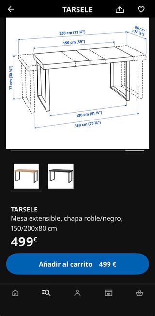 Mesa comedor extensible Ikea TARSELE