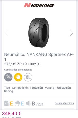 Neumáticos Nankang Sportnex AR-1 semislick 19"
