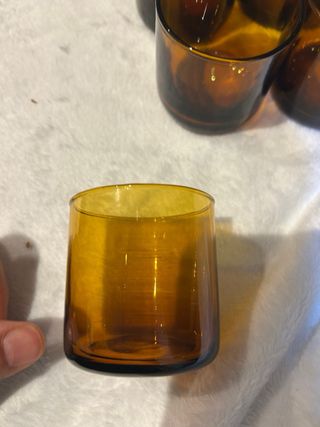 Juego Botella y Vasos Cristal Ámbar vintage