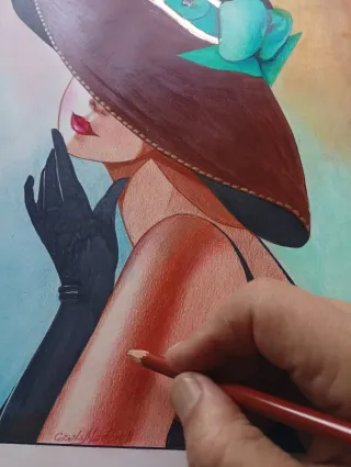 Dibujos a mano de mujeres con sombreros