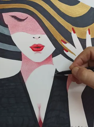 Dibujos a mano de mujeres con sombreros