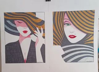 Dibujos a mano de mujeres con sombreros