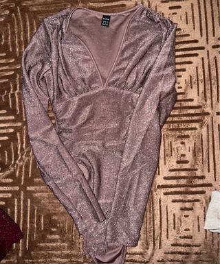 Body lurex viola scollo a V