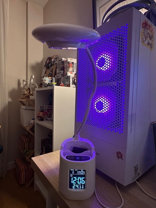 Lámpara Escritorio LED con Reloj - 3 tonalidades