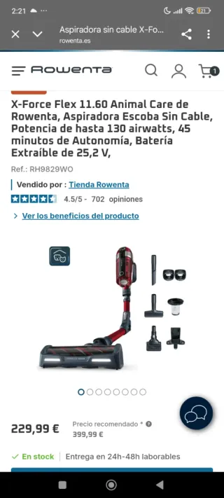 Aspiradora Rowenta X-Force Flex 11.60 Animal NUEVO