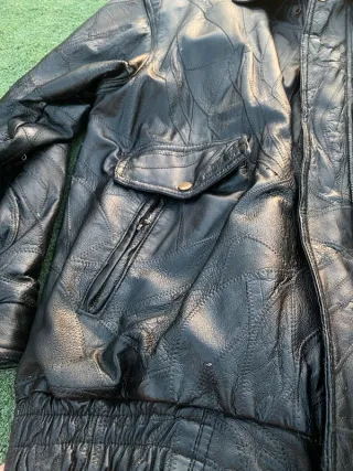 Chaqueta Bomber Cuero Negra