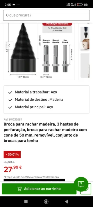 Broca Rachadora Madeira + 3 Hastes Perfuração