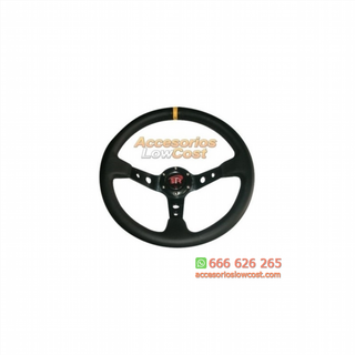 VOLANTE DEPORTIVO WRC3 EN PIEL LISA NEGRO CON BRA