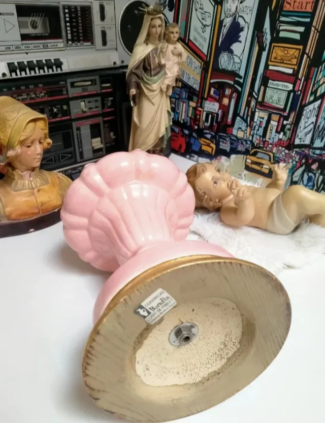 Lámpara cerámica Manises rosa