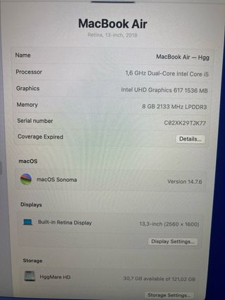 MacBook Air 2018 Mod. A1932 i5 + Raton