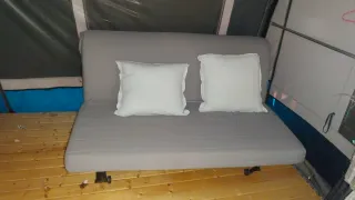 Sofá cama gris tela