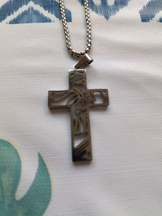 Collar Cruz Cristo Plegaria Plata