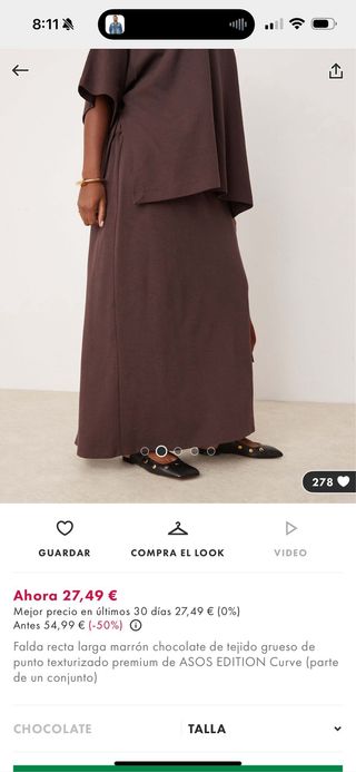 Falda larga marrón talla 3XL